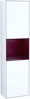 VILLEROY & BOCH FINION HOGE KAST MET VERLICHTING 2 DEUREN SCHARNIER RECHTS 418X1516X270MM VAK PEONY MATT CORPUS GLOSSY WHITE LACQUER