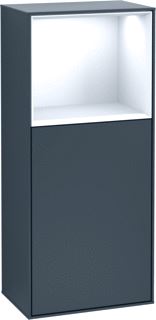 VILLEROY & BOCH FINION ZIJKAST MET VERLICHTING 1 DEUR 418 X 936 X 270 MM MIDNIGHT BLUE MATT LACQUER / GLOSSY WHITE LACQUER