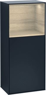 VILLEROY & BOCH FINION ZIJKAST MET VERLICHTING SCHARNIER LINKS VAK BOVEN 418X936X270MM VAK OAK VENEER CORPUS BLACK MATT LACQUER