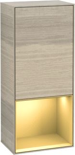 VILLEROY & BOCH FINION ZIJKAST MET VERLICHTING SCHARNIER RECHTS VAK ONDER 418X936X270MM VAK GOLD MATT LACQUER CORPUS OAK VENEER 