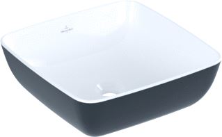 VILLEROY & BOCH ARTIS OPZETWASTAFEL HOEKIG WAND VERHOOGDE VOET GEEN OVERLOOP 410 X 410MM (DXB) GITZWART