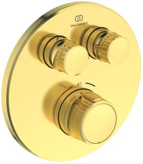 IDEAL STANDARD CERATHERM NAVIGO AFBOUWDEEL VOOR INBOUW DOUCHEKRAAN THERMOSTISCH MET 2 FUNCTIES 15.7CM ROND BRUSHED GOLD 