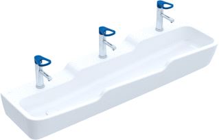 VILLEROY & BOCH O.NOVO KIDS SERIEWASTAFEL HOEKIG 3X 1-GAT KRAANGAT DOORGESTOKEN GEEN OVERLOOP 4301300 X MM (BXL) WIT ALPINE 