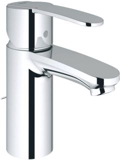 GROHE WAVE COSMOPOLITAN WASTAFELMENGKRAAN S-SIZE KETTING EENGREEPS 1-GATS 155MM HOOGTE 102MM UITLOOP VAST CHROOM 