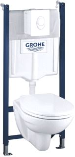 GROHE SOLIDO CERAMIC WANDCLOSET MET SPOELRESERVOIR VERSTELBARE HOOGTE EN DIEPTE MIN. 3L MAX 9L HXBXD 1130-1330X500X135X230MM 