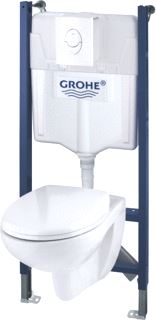 GROHE SOLIDO 2 IN 1 TOILETPACK 3/6 LITER INBOUWRESERVOIR RIMLESS WANDCLOSET+SOFTCLOSE ZITTING SKATEAIR BEDIENINGSPLAAT ALPINE WIT 