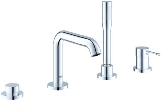 GROHE ESSENCE NEW BADRANDCOMBINATIE INBOUW + AFBOUW EENGREEPS 4-GATS MET OMSTELINRICHTING 197MM VOORSPRONG UITLOOP CHROOM