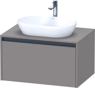 DURAVIT KETHO 2 WASTAFELONDERBOUWKAST INCL. CONSOLEPLAAT MET 1 LADE 80X55X45.9CM MET HANDGREEP ANTRACIET BASALT MAT