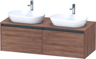 DURAVIT KETHO 2 WASTAFELONDERBOUWKAST INCL. CONSOLEPLAAT MET 2 LADEN VOOR DUBBELE WASKOMMEN 140X55X45.9CM MET HANDGREPEN ANTRACIET NOTEN MAT