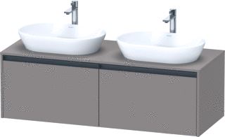 DURAVIT KETHO 2 WASTAFELONDERBOUWKAST INCL. CONSOLEPLAAT MET 2 LADEN VOOR DUBBELE WASKOMMEN 140X55X45.9CM MET HANDGREPEN ANTRACIET BASALT MAT