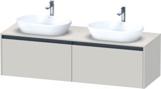 DURAVIT KETHO 2 WASTAFELONDERBOUWKAST INCL. CONSOLEPLAAT MET 2 LADEN VOOR DUBBELE WASKOMMEN 160X55X45.9CM MET HANDGREPEN ANTRACIET TAUPE SUPERMAT