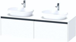 DURAVIT KETHO 2 WASTAFELONDERBOUWKAST INCL. CONSOLEPLAAT MET 2 LADEN VOOR DUBBELE WASKOMMEN 160X55X45.9CM MET HANDGREPEN ANTRACIET WIT SUPERMAT