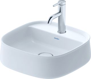 DURAVIT ZENCHA OPZETWASTAFEL 420 MM WIT ZIJDEMAT KRAANVLAK MET 1 KRAANGAT GESLEPEN WONDERGLISS 