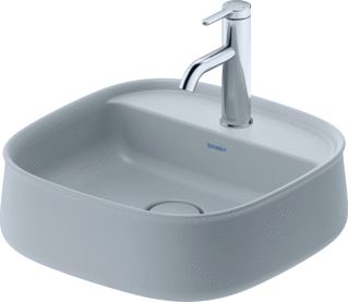 DURAVIT ZENCHA OPZETWASTAFEL 420 MM GRIJS ZIJDEMAT KRAANVLAK MET 1 KRAANGAT GESLEPEN 