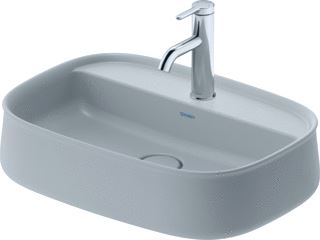 DURAVIT ZENCHA OPZETWASTAFEL 550 MM GRIJS ZIJDEMAT KRAANVLAK MET 1 KRAANGAT GESLEPEN WONDERGLISS 