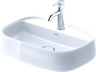 DURAVIT ZENCHA OPZETWASTAFEL 550 MM WIT HOOGGLANS KRAANVLAK MET 1 KRAANGAT GESLEPEN WONDERGLISS 