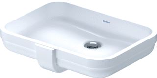 DURAVIT SOLEIL BY STARCK INBOUWWASTAFEL ZONDER KRAANGAT MET OVERLOOP 49X40.5X14CM WIT HOOGGLANS 397490060 