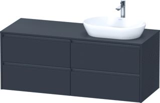 DURAVIT KETHO 2 WASTAFELONDERBOUWKAST INCL. CONSOLEPLAAT MET 4 LADEN VOOR WASKOM RECHTS 140X55X56.8CM MET HANDGREPEN ANTRACIET GRAFIET SUPERMAT