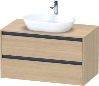 DURAVIT KETHO 2 WASTAFELONDERBOUWKAST INCL. CONSOLEPLAAT MET 2 LADEN 100X55X56.8CM MET HANDGREPEN ANTRACIET NATUUR EIKEN MAT