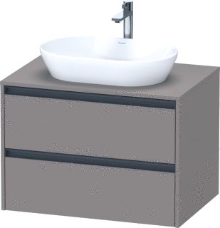 DURAVIT KETHO 2 WASTAFELONDERBOUWKAST INCL. CONSOLEPLAAT MET 2 LADEN 80X55X56.8CM MET HANDGREPEN ANTRACIET BASALT MAT