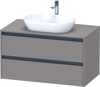 DURAVIT KETHO 2 WASTAFELONDERBOUWKAST INCL. CONSOLEPLAAT MET 2 LADEN 100X55X56.8CM MET HANDGREPEN ANTRACIET BASALT MAT