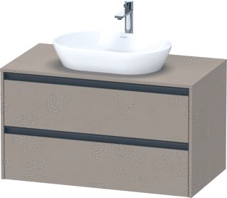 DURAVIT KETHO 2 WASTAFELONDERBOUWKAST INCL. CONSOLEPLAAT MET 2 LADEN 100X55X56.8CM MET HANDGREPEN ANTRACIET LINNEN MAT