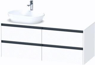 DURAVIT KETHO 2 WASTAFELONDERBOUWKAST INCL. CONSOLEPLAAT MET 4 LADEN VOOR WASKOM LINKS 140X55X56.8CM MET HANDGREPEN ANTRACIET WIT SUPERMAT