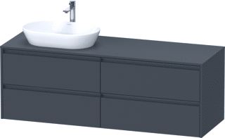 DURAVIT KETHO 2 WASTAFELONDERBOUWKAST INCL. CONSOLEPLAAT MET 4 LADEN VOOR WASKOM LINKS 160X55X56.8CM MET HANDGREPEN ANTRACIET GRAFIET MAT