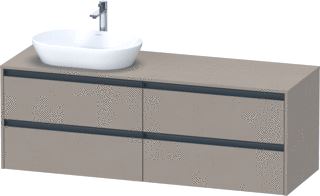 DURAVIT KETHO 2 WASTAFELONDERBOUWKAST INCL. CONSOLEPLAAT MET 4 LADEN VOOR WASKOM LINKS 160X55X56.8CM MET HANDGREPEN ANTRACIET LINNEN MAT