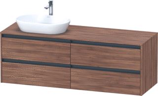 DURAVIT KETHO 2 WASTAFELONDERBOUWKAST INCL. CONSOLEPLAAT MET 4 LADEN VOOR WASKOM LINKS 160X55X56.8CM MET HANDGREPEN ANTRACIET NOTEN MAT