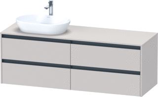 DURAVIT KETHO 2 WASTAFELONDERBOUWKAST INCL. CONSOLEPLAAT MET 4 LADEN VOOR WASKOM LINKS 160X55X56.8CM MET HANDGREPEN ANTRACIET TAUPE MAT