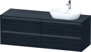 DURAVIT KETHO 2 WASTAFELONDERBOUWKAST INCL. CONSOLEPLAAT MET 4 LADEN VOOR WASKOM RECHTS 160X55X56.8CM MET HANDGREPEN ANTRACIET EIKEN ZWART MAT