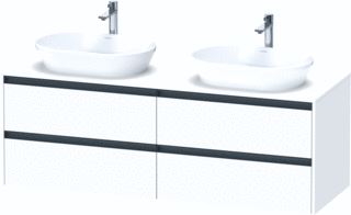 DURAVIT KETHO 2 WASTAFELONDERBOUWKAST INCL. CONSOLEPLAAT MET 4 LADEN VOOR DUBBELE WASKOMMEN 160X55X56.8CM MET HANDGREPEN ANTRACIET WIT SUPERMAT