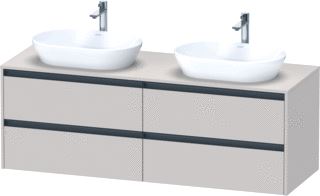 DURAVIT KETHO 2 WASTAFELONDERBOUWKAST INCL. CONSOLEPLAAT MET 4 LADEN VOOR DUBBELE WASKOMMEN 160X55X56.8CM MET HANDGREPEN ANTRACIET TAUPE MAT