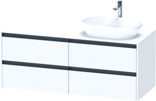 DURAVIT KETHO 2 WASTAFELONDERBOUWKAST INCL. CONSOLEPLAAT MET 4 LADEN VOOR WASKOM RECHTS 140X55X56.8CM MET HANDGREPEN ANTRACIET WIT MAT