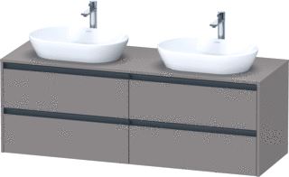 DURAVIT KETHO 2 WASTAFELONDERBOUWKAST INCL. CONSOLEPLAAT MET 4 LADEN VOOR DUBBELE WASKOMMEN 160X55X56.8CM MET HANDGREPEN ANTRACIET BASALT MAT