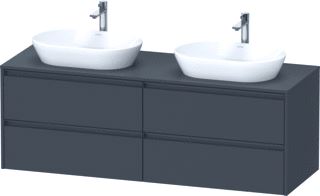 DURAVIT KETHO 2 WASTAFELONDERBOUWKAST INCL. CONSOLEPLAAT MET 4 LADEN VOOR DUBBELE WASKOMMEN 160X55X56.8CM MET HANDGREPEN ANTRACIET GRAFIET MAT