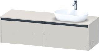 DURAVIT KETHO 2 WASTAFELONDERBOUWKAST INCL. CONSOLEPLAAT MET 2 LADEN VOOR WASKOM RECHTS 160X55X45.9CM MET HANDGREPEN ANTRACIET TAUPE SUPERMAT