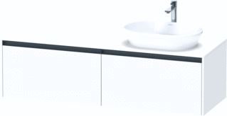 DURAVIT KETHO 2 WASTAFELONDERBOUWKAST INCL. CONSOLEPLAAT MET 2 LADEN VOOR WASKOM RECHTS 160X55X45.9CM MET HANDGREPEN ANTRACIET WIT SUPERMAT