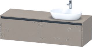 DURAVIT KETHO 2 WASTAFELONDERBOUWKAST INCL. CONSOLEPLAAT MET 2 LADEN VOOR WASKOM RECHTS 160X55X45.9CM MET HANDGREPEN ANTRACIET LINNEN MAT