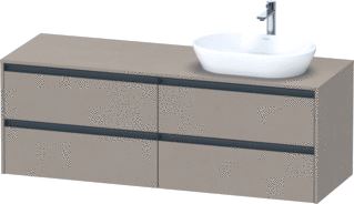 DURAVIT KETHO 2 WASTAFELONDERBOUWKAST INCL. CONSOLEPLAAT MET 4 LADEN VOOR WASKOM RECHTS 160X55X56.8CM MET HANDGREPEN ANTRACIET LINNEN MAT