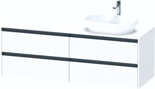 DURAVIT KETHO 2 WASTAFELONDERBOUWKAST INCL. CONSOLEPLAAT MET 4 LADEN VOOR WASKOM RECHTS 160X55X56.8CM MET HANDGREPEN ANTRACIET WIT SUPERMAT