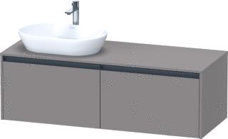 DURAVIT KETHO 2 WASTAFELONDERBOUWKAST INCL. CONSOLEPLAAT MET 2 LADEN VOOR WASKOM LINKS 140X55X45.9CM MET HANDGREPEN ANTRACIET BASALT MAT