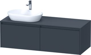 DURAVIT KETHO 2 WASTAFELONDERBOUWKAST INCL. CONSOLEPLAAT MET 2 LADEN VOOR WASKOM LINKS 140X55X45.9CM MET HANDGREPEN ANTRACIET GRAFIET MAT