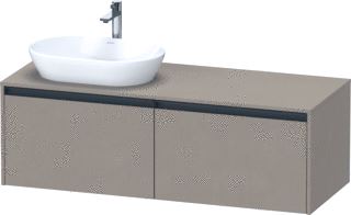 DURAVIT KETHO.2 CONSOLE WASTAFELMEUBEL VOOR WANDMONTAGE 1400X550 MM KLEUR FRONT: LINNEN MAT KLEUR CORPUS: LINNEN MAT KLEUR GREEP: ANTRACIET MAT AANTAL LADEN: 2 AANTAL UITSPARINGEN: 1 INCL. CONSOLEPLAAT