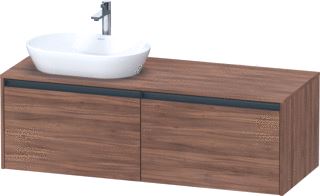 DURAVIT KETHO 2 WASTAFELONDERBOUWKAST INCL. CONSOLEPLAAT MET 2 LADEN VOOR WASKOM LINKS 140X55X45.9CM MET HANDGREPEN ANTRACIET NOTEN MAT