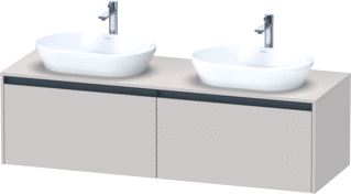 DURAVIT KETHO 2 WASTAFELONDERBOUWKAST INCL. CONSOLEPLAAT MET 2 LADEN VOOR DUBBELE WASKOMMEN 160X55X45.9CM MET HANDGREPEN ANTRACIET TAUPE MAT