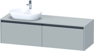 DURAVIT KETHO 2 WASTAFELONDERBOUWKAST INCL. CONSOLEPLAAT MET 2 LADEN VOOR WASKOM LINKS 160X55X45.9CM MET HANDGREPEN ANTRACIET BETONGRIJS MAT