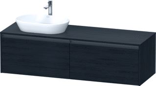 DURAVIT KETHO 2 WASTAFELONDERBOUWKAST INCL. CONSOLEPLAAT MET 2 LADEN VOOR WASKOM LINKS 160X55X45.9CM MET HANDGREPEN ANTRACIET EIKEN ZWART MAT