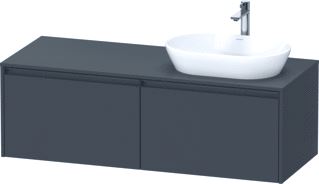 DURAVIT KETHO 2 WASTAFELONDERBOUWKAST INCL. CONSOLEPLAAT MET 2 LADEN VOOR WASKOM RECHTS 140X55X45.9CM MET HANDGREPEN ANTRACIET GRAFIET MAT